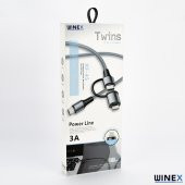 Winex 2in1 3A 60W Type-C to Type-C ve Lightning Örgülü Data Hızlı Şarj Kablo 1M - 6