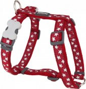 REDDİNGO KIRMIZI ÜZERİNE BEYAZ YILDIZLI KÖPEK GÖĞÜS TASMASI S /15MM - 4