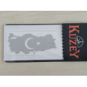 TÜRKİYE HARİTASI STİCKER 7,5x3,5cm METALİK TÜRK BAYRAĞI STİCKER - AYYILDIZ ÇIKARTMASI, AY YILDIZ ETİKETİ - 2