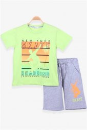 Erkek Çocuk Şortlu Takım Baskılı Fıstık Yeşili Soft (5-10 Yaş) - 2