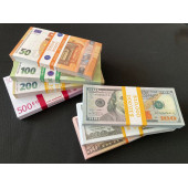 YENİ 35 DESTE KARIŞIK PARA 50-100-200-500 EURO VE 50-100-100 DOLAR DÜĞÜN PARASI GEÇERSİZ PARA - 5