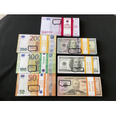 YENİ 35 DESTE KARIŞIK PARA 50-100-200-500 EURO VE 50-100-100 DOLAR DÜĞÜN PARASI GEÇERSİZ PARA - 6