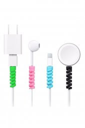 HİQONİC Spiral Kablo Koruyucu 4lü Silikon Set Şarj Ve Kulaklık Kablosu Koruyucu Şarz Aksesuarı - 1