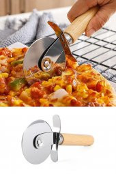 Ahşap Saplı Pizza Hamur Dilimleyici Kesici Tekli Pizza Dilimleyici Büyük Boy - 2