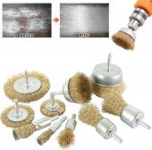 6 Parça Pimli Matkap Tel Fırça Seti Saçaklı Fırça (38mm+50mm+75mm+100mm) Dairesel +25mm Kalem+75mm - 5