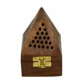 Tütsülük - Piramit Ahşap El Yapımı Konik Tütsü Yakma Kutusu 14Cm (Küçük Boy) - 4
