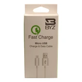BYZ Fast Charge Micro Usb Data ve Şarj Kablosu - Beyaz - 4