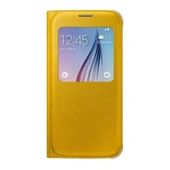 Samsung Galaxy S6 Orjinal S-View Cover (Deri Görünümlü) - Sarı EF-CG920PYEGWW (Outlet) thumbnail 1