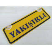 SARI DEKOR PLAKA - YAKIŞIKLI (22x7,5cm) vantuzlu Pleksi (Dekor Levha) SARI PLAKA thumbnail 1