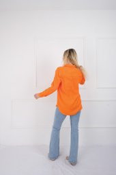 DALGA DESEN TAŞLI OVERSİZE GÖMLEK - TURUNCU - 2