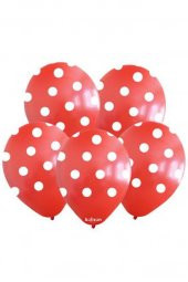 Beysüs Kırmızı Beyaz Puantiyeli Baskılı Balon 10 lu - 1