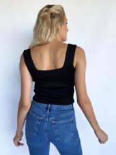 Kadın Kare Yaka Siyah Triko Body - 3