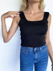 Kadın Kare Yaka Siyah Triko Body - 4