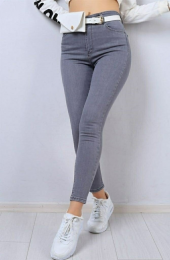 Likralı Yüksek Bel Jean Pantolon - 6