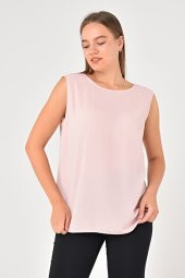 Lir Kadın Büyük Beden Kolsuz Bluz Pembe LRWM22BLZ03 - 1