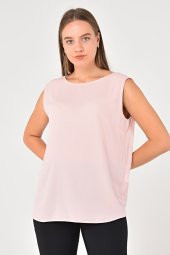 Lir Kadın Büyük Beden Kolsuz Bluz Pembe LRWM22BLZ03 - 3