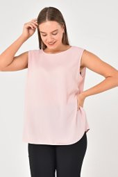 Lir Kadın Büyük Beden Kolsuz Bluz Pembe LRWM22BLZ03 - 4