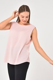 Lir Kadın Büyük Beden Kolsuz Bluz Pembe LRWM22BLZ03 - 6