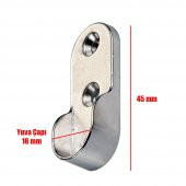 (2 ADET) Askı Flanşı Krom Oval Dolap Elbise Askı Aparatı - 3