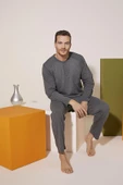 Kly 9201 Erkek Midi Yaka Pijama Takım - 1