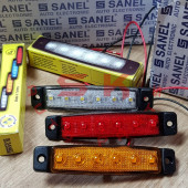 (25 ADET) SANEL 6 LEDLİ 24 VOLT (SARI - TURUNCU RENK) PARMAK LAMBA SANEL SBB SERİSİ 24V - DORSE YAN LAMBA - 1