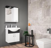 Orka Duru 65 cm MDF Freze Siyah Banyo Dolabı Alt Modül ve Lavabo thumbnail 2