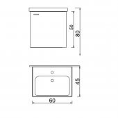Denko Terra 60 cm MDF Antrasit Gri Banyo Dolabı Alt Modül ve Lavabo - 3