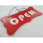 DEKOR PLAKA KIRMIZI - OPEN CLOSED UYARI LEVHASI (22X10CM) ASKI İPLİ ÇİFT YÖNLÜ DEKOR LEVHA - 1