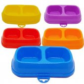 Evcil Hayvan Kedi Köpek Çift Bölme Mama Su Kabı Küçük Boy - 1