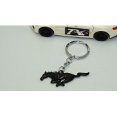 DK Ford Mustang Koşan At Logo Çift Yön Siyah Metal Stil Anahtarlık - 3