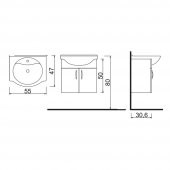 Denko Akyazı 55 cm MDF Beyaz Banyo Dolabı, Alt Modül ve Lavabo - 3