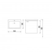 Denko Terra 50 cm MDF Beyaz Banyo Dolabı Alt Modül ve Lavabo - 3