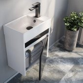 Orka Yedisu 45 cm MDF Parlak Siyah Mini Banyo Dolabı Alt Modül ve Lavabo - 1