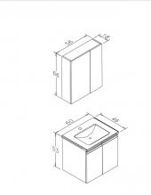 Orka Terme 60 cm MDF Kaşmir Banyo Dolabı Alt Modül ve Lavabo - 3