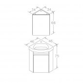 Orka Zag 45 cm Beyaz Köşe Banyo Dolabı Alt Modül ve Lavabo - 3