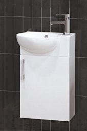 Turkuaz Cerastyle Küçük Mini Köşe Lavabo 28 45 ve Banyo Dolabı - 1