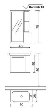 Denko Step 50 cm MDF Alize Banyo Dolabı Takımı thumbnail 3
