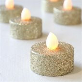 PD203-4 4 lü LED Tealight - Yanma efektli Altın Yaldızlı - 1