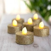 PD203-4 4 lü LED Tealight - Yanma efektli Altın Yaldızlı - 2