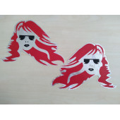 UZUN SAÇLI KIZ STİCKER FOSFORLU (2Lİ TAKIM) 19x15cm GÖZLÜKLÜ KIZ ETİKETİ - ÇIKARTMASI thumbnail 1