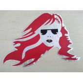 UZUN SAÇLI KIZ STİCKER FOSFORLU (2Lİ TAKIM) 19x15cm GÖZLÜKLÜ KIZ ETİKETİ - ÇIKARTMASI thumbnail 2