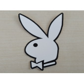 PLAYBOY sticker (BEYAZ) 6cmx4,5cm PLAYBOY logosu - PLAYBOY arması - PLAYBOY ETİKETİ - 1