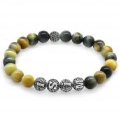 Nipora Çok Renkli Kaplangözü Metal Kombinli Kişiye Özel İsim Yazılı Küre Kesim Doğaltaş Bileklik thumbnail 1