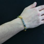 Nipora Çok Renkli Kaplangözü Metal Kombinli Kişiye Özel İsim Yazılı Küre Kesim Doğaltaş Bileklik thumbnail 5