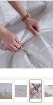 Tek  Kişilik Kapitoneli  Sıvı  Geirmez  Yatak  Alez  Yatak  Koruyucu  Pamuklu   Fitted  Yatak  Beyaz  100 x 200 cm - 3