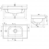 Turkuaz Cerastyle Frame Etajer Uyumlu Lavabo 50x28cm Sağdan Delik - 2