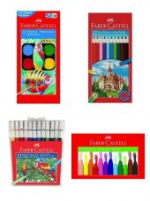 FABER 12 Lİ SULU BOYA + KURU KALEM BOYA + PASTEL BOYA + KEÇELİ KALEM - 1