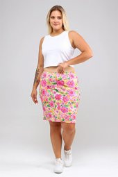 Çiçek Desenli Etek-PEMBE - 3