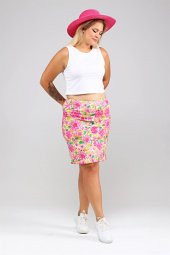 Çiçek Desenli Etek-PEMBE - 5