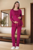 Mecit 5569 Fuşya Triko Sabahlıklı Lohusa Pijama Takımı - 5